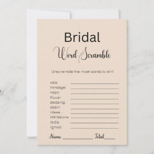 Almond Brown Bridal Word Scramble Game Einladung