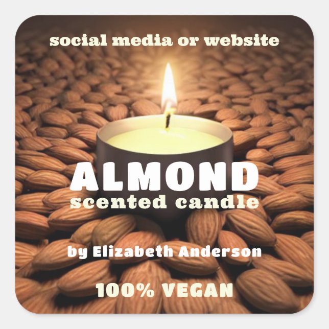 Almond Candle Square Sticker (Vorderseite)