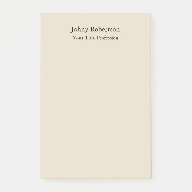 Almond Color Schlicht Elegante Beruflich Moderne Post-it Klebezettel (Vorderseite)