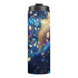 Almond Navy Blue Glitzer Thermal Tumbler 12oz Thermosbecher