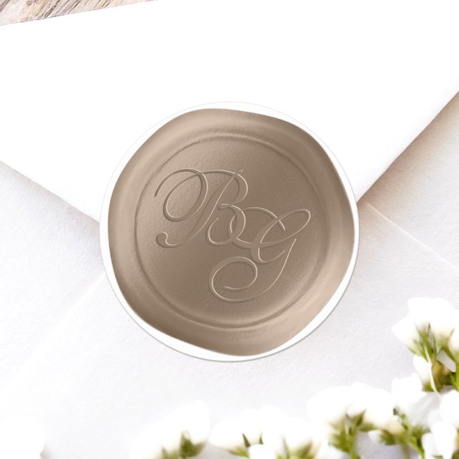 Almond Script Double Monogram Wax Siegel Stickers (Achieve the elegance of a wax seal without the hassle or mess with these faux wax flat stickers
)