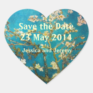 Almond Tree Art Save the Date Herz-Aufkleber
