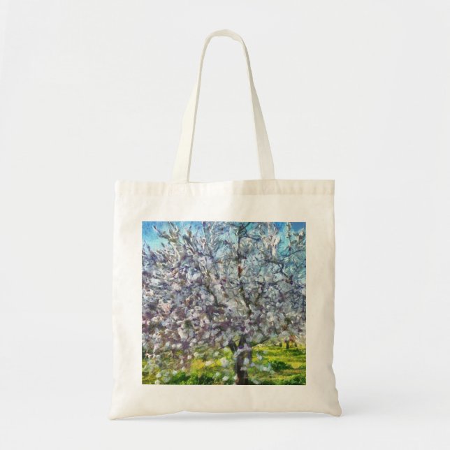 Almond Tree Blossom Kunstmalerei Tragetasche (Vorne)