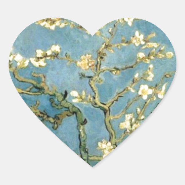 Almond Tree blühend von Van Gogh Herz-Aufkleber (Vorderseite)