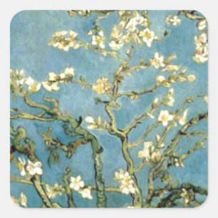 Almond Tree blühend von Van Gogh Quadratischer Aufkleber
