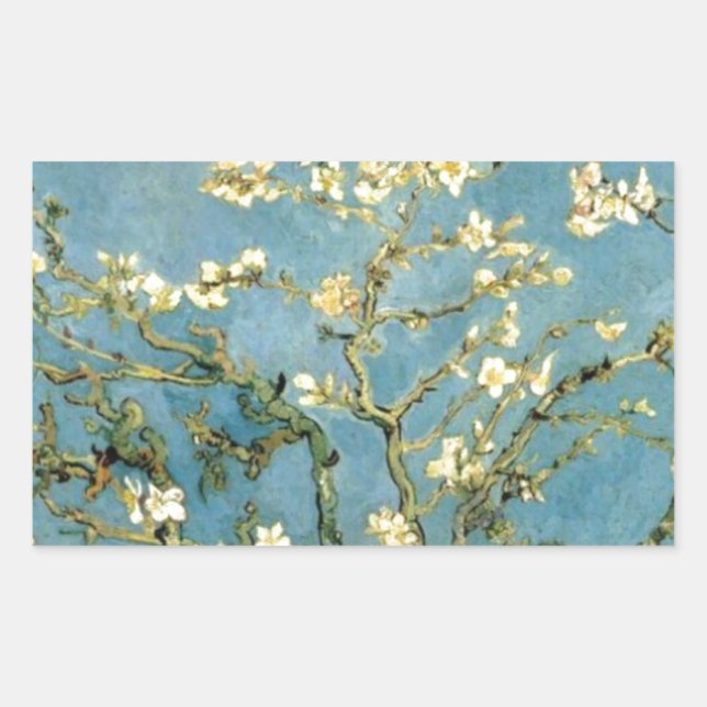 Almond Tree blühend von Van Gogh Rechteckiger Aufkleber (Vorderseite)