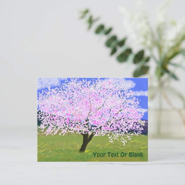 Almond Tree in Bloom Postkarte (Stehend Vorderseite)