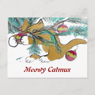 Almost have it, says Ginger Kitty Feiertagspostkarte