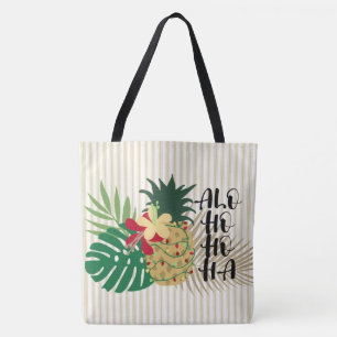 ALO-HO-HO-HA Hawaiian Tropical Pineapel Beach Bag