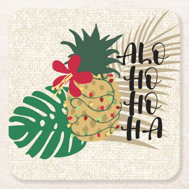 ALO-HO-HO-HA Hawaiianische Ananas Rechteckiger Pappuntersetzer (Vorderseite)