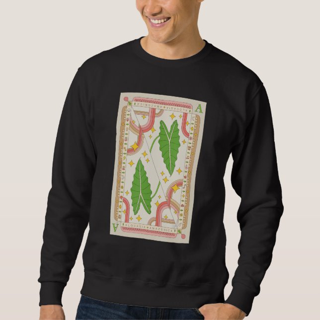 Alocasia Polly Houseplant Illustration Playing Car Sweatshirt (Vorderseite)
