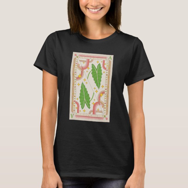Alocasia Polly Houseplant Illustration Playing Car T-Shirt (Vorderseite)