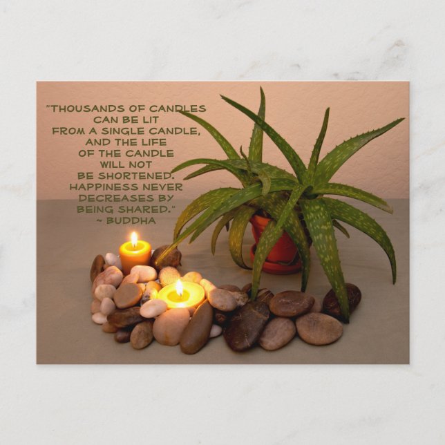 Aloe, Candles und River Rocks | Glücksangebot Postkarte (Vorderseite)