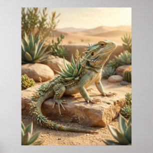 Aloe-Echse-Wüsten-Sonne Poster
