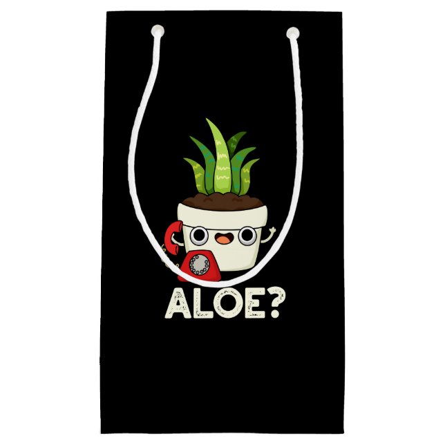 Aloe Funny Pflanze Hello Pun Dark BG Kleine Geschenktüte (Vorderseite)