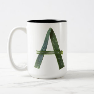 Aloe - Grüne botanische Monogramm-Hauptstadt A Zweifarbige Tasse