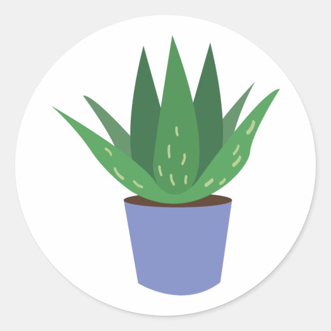 Aloe Pflanze Runder Aufkleber (Vorderseite)