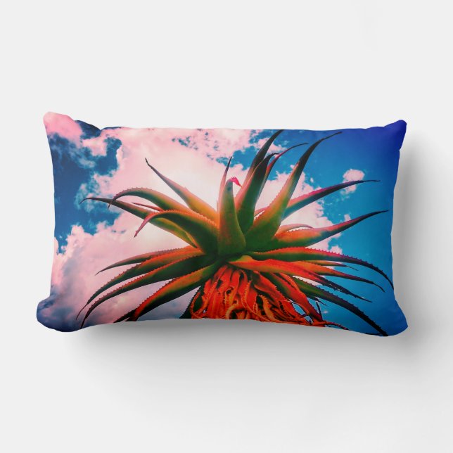 Aloe Sukkulente Pflanze Sky Clouds Throw Kissen (Vorderseite)