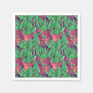 Aloe Vera in Pots Pattern Serviette