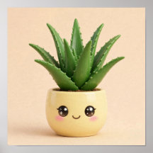 Aloe Vera Kawaii Zimmerpflanze Poster