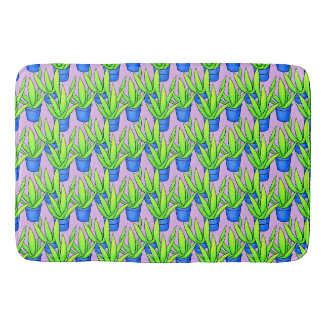 Aloe Vera Pflanze Muster Textil Badematte (Vorderseite)