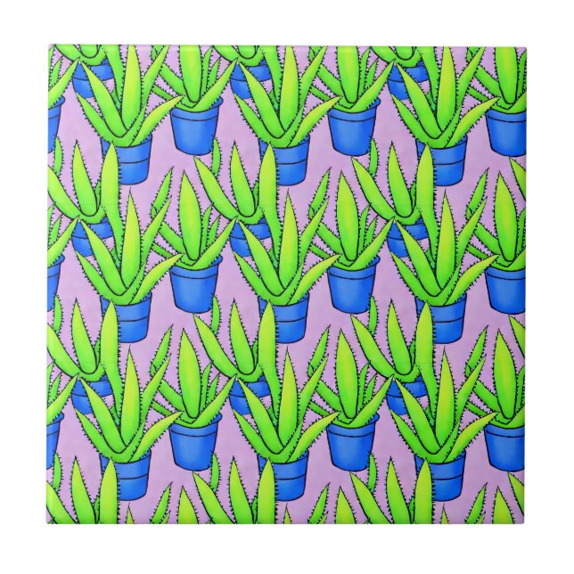 Aloe Vera Pflanzen Muster Fliese (Vorderseite)