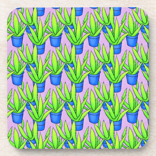 Aloe Vera Pflanzen Muster Getränkeuntersetzer (Vorderseite)