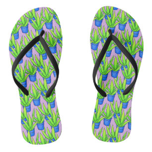 Aloe Vera Pflanzen Muster Textil Flip Flops