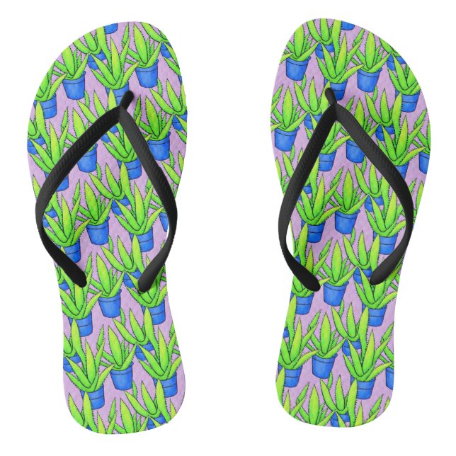 Aloe Vera Pflanzen Muster Textil Flip Flops (Fußbett)