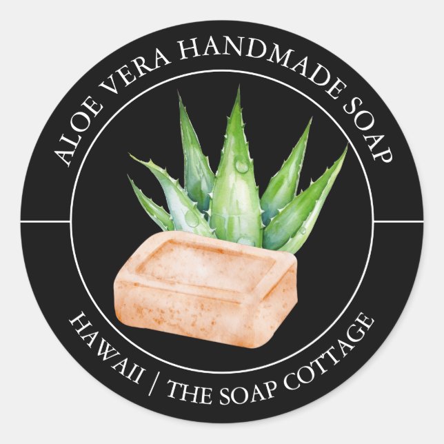 Aloe Vera Soap-Etikett Runder Aufkleber (Vorderseite)