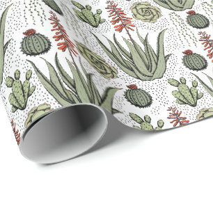 Aloe Vera Sukkulenten Kaktus Weiß Geschenkpapier