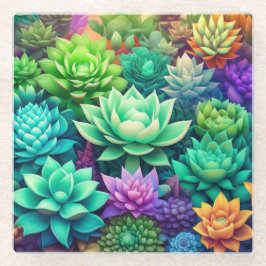 Aloe Vera und Succulents Collage Glasuntersetzer