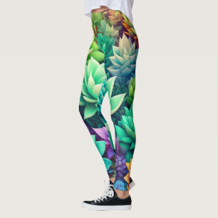 Aloe Vera und Succulents Collage Leggings