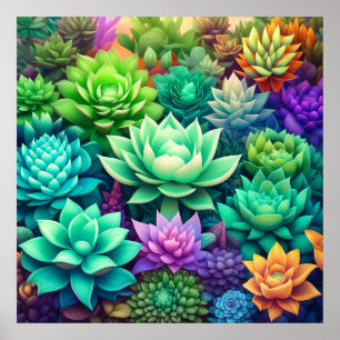 Aloe Vera und Succulents Collage Poster