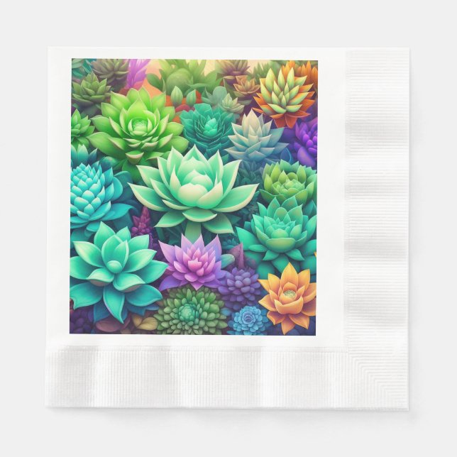 Aloe Vera und Succulents Collage Serviette (Vorderseite)
