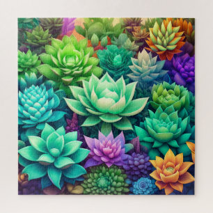 Aloe Vera und Sukkulenten Collage Puzzle