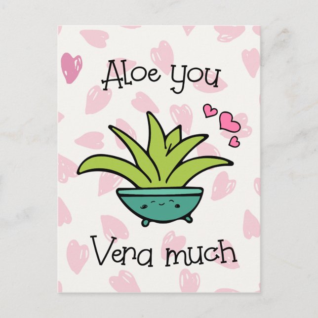 Aloe You Vera Viel Niedliche Liebe Postkarte (Vorderseite)