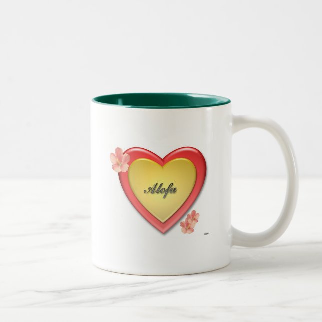 Alofa Samoa-Inseln w/Gold Herz Zweifarbige Tasse (Rechts)