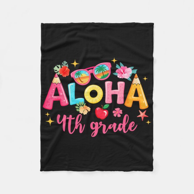 Aloha 4th Grade Summer Vacation Beach Teacher Scho Fleecedecke (Vorderseite)