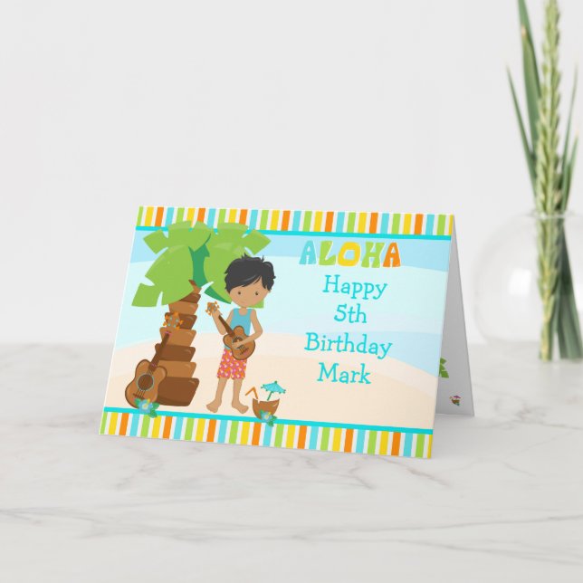 Aloha African American Boy Birthday Karte (Vorderseite)