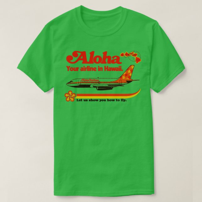 Aloha Airlines Defunktional Hawaii Tourist Flugzeu T-Shirt (Design vorne)