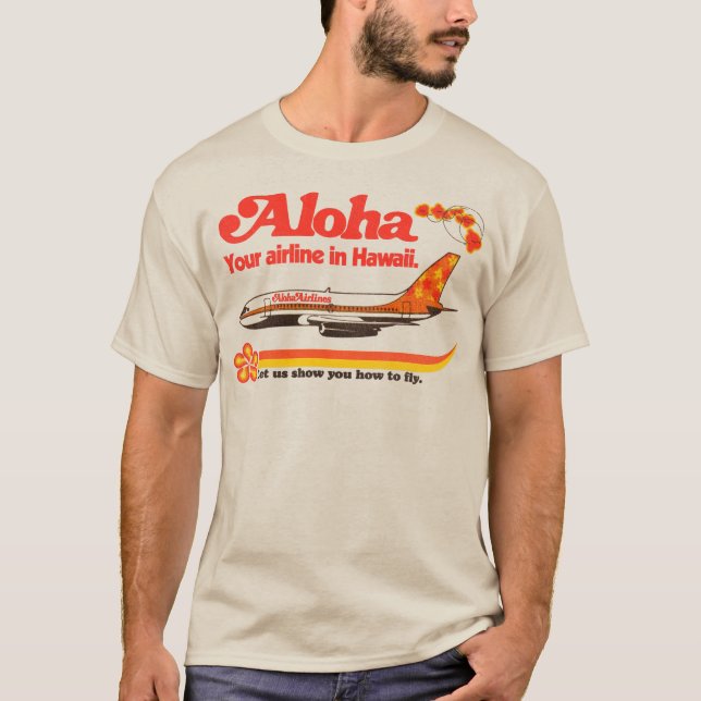 Aloha Airlines Defunktional Hawaii Tourist Flugzeu T-Shirt (Vorderseite)