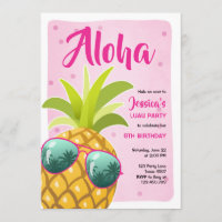 Aloha Ananas Birthday Tropical Luau Hawaii rosa