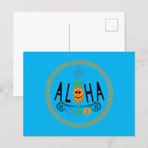 Aloha Ananas Design - Standardpostkarte Postkarte