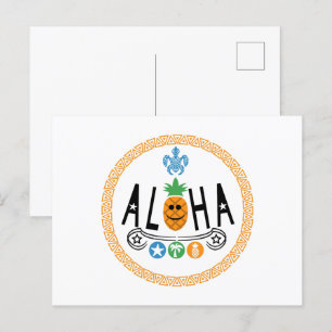 Aloha Ananas Design - Standardpostkarte Postkarte