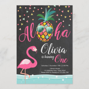 Aloha Ananas Flamingo Geburtstag Einladung Rosa