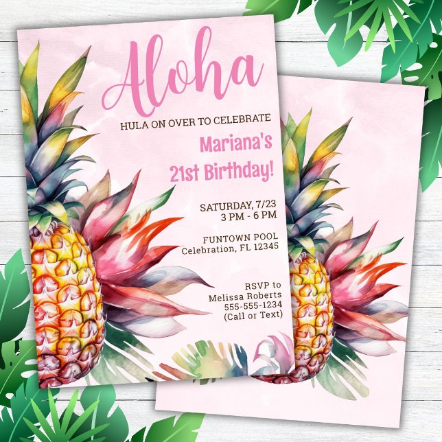 Aloha-Ananas-Geburtstags-Einladung Einladung (Von Creator hochgeladen)