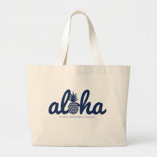 Aloha-Ananas-LogoColor-Navy Jumbo Stoffbeutel