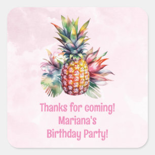Aloha-Ananas-Sommer-Geburtstagsgeschenk Quadratischer Aufkleber