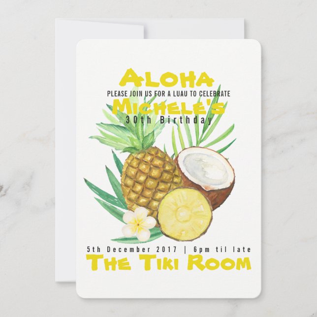 Aloha, Ananas, tropische Einladung (Vorderseite)